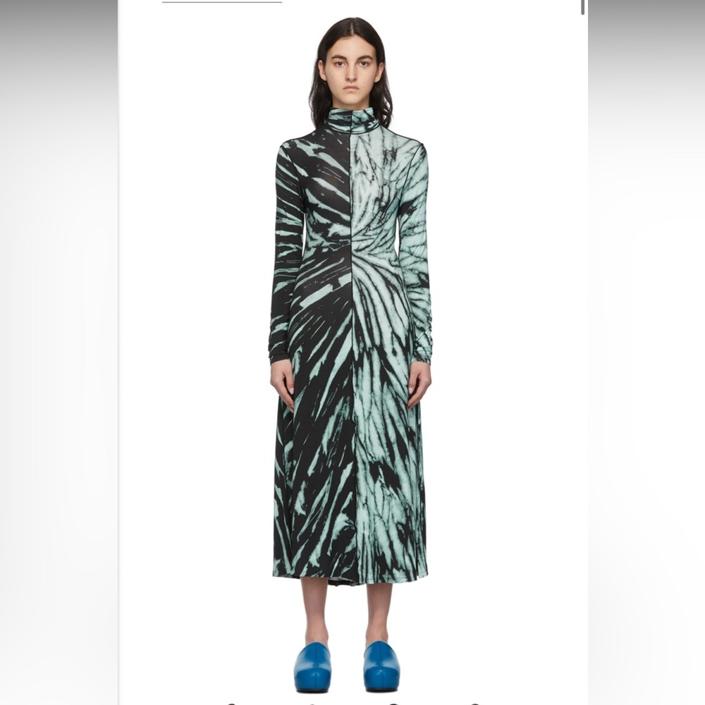 Proenza Schouler Blue and Black Spiral Turtleneck Dress Size S